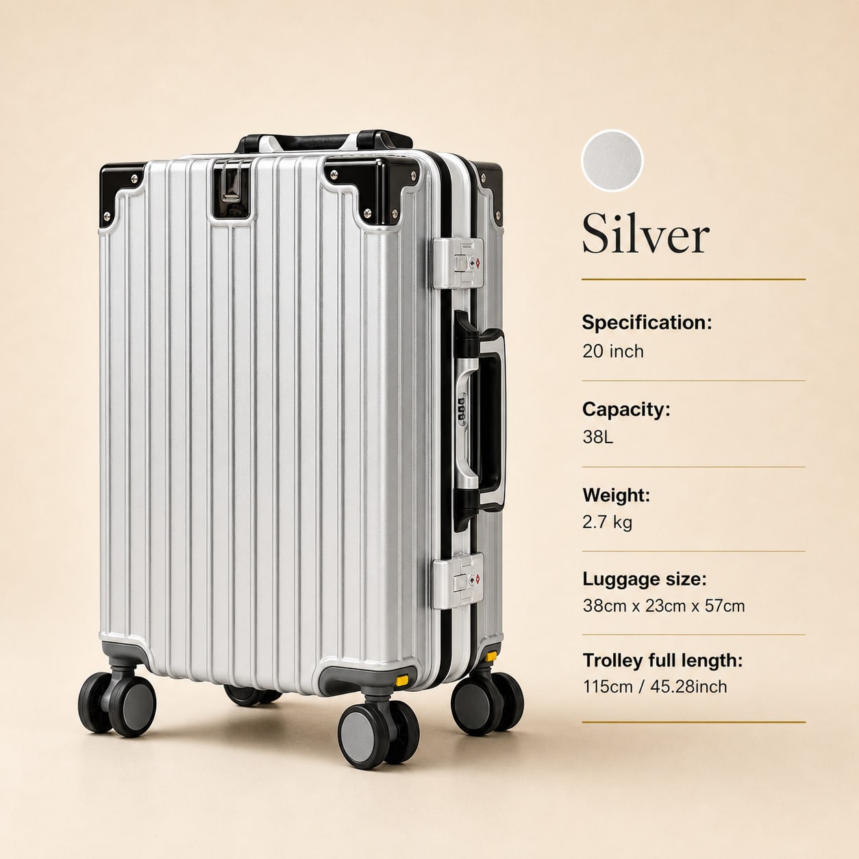 Cabin Size Lightweight Travel Trolley - Valise cabine de 20 pouces, approuvée
